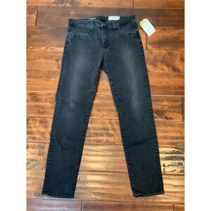 AG Adriano Goldschmied Black Tailored Stevie Slim Straight Jeans, Size 29